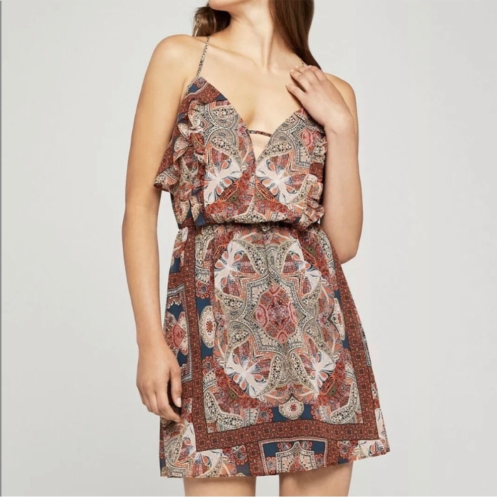 BCBGENERATION Paisley Hypnosis Ruffle Dress